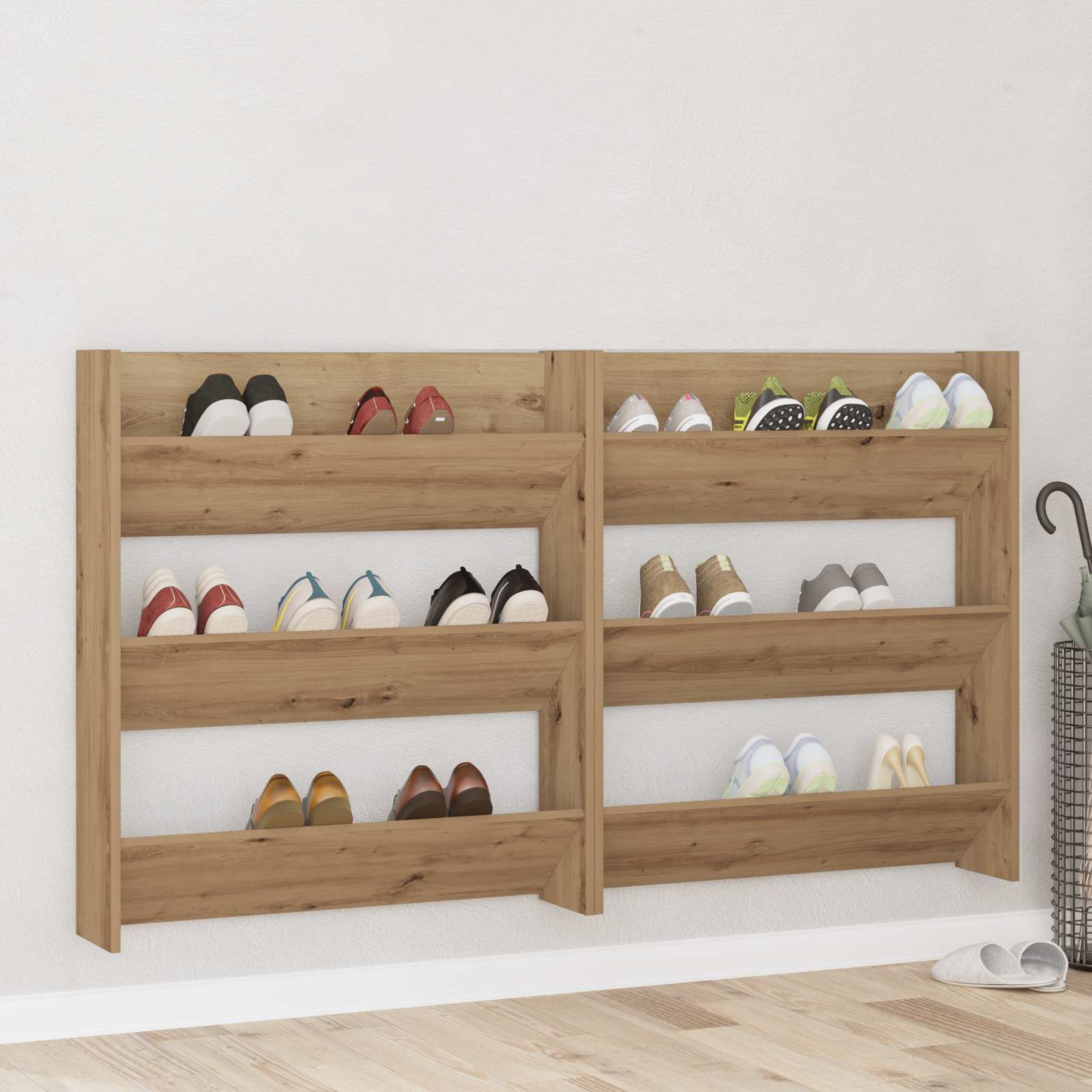 Schuhschrank 2 pcs Artisan-Eiche 85 x 18 x 90 cm Holzwerkstoff
