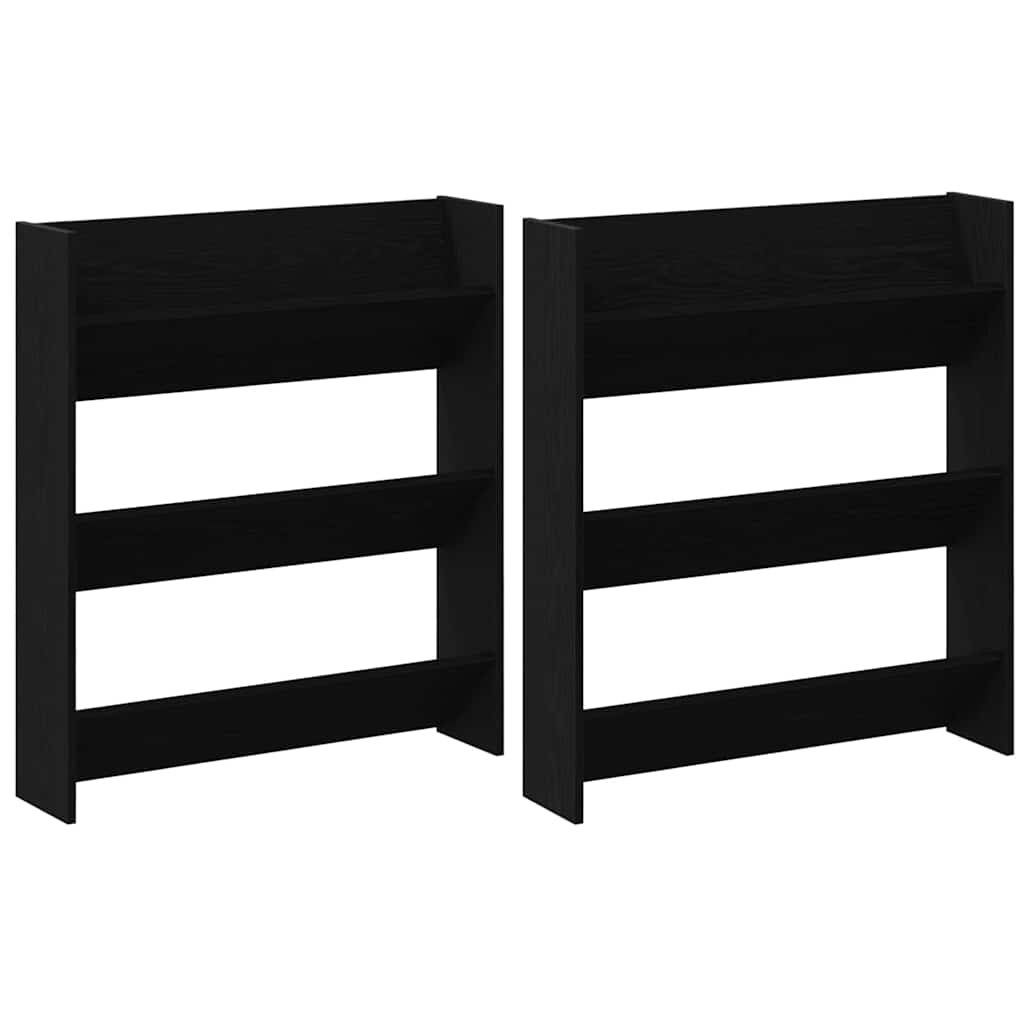 Schuhschrank 2 pcs Schwarz Eichen-Optik 86 x 18 x 90 cm