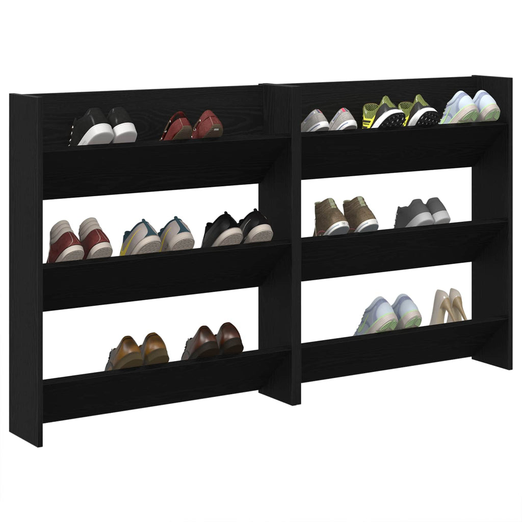 Schuhschrank 2 pcs Schwarz Eichen-Optik 86 x 18 x 90 cm