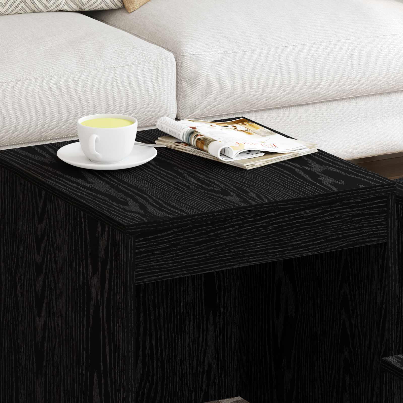 Couchtisch 3 pcs Schwarz Eichen-Optik Holzwerkstoff