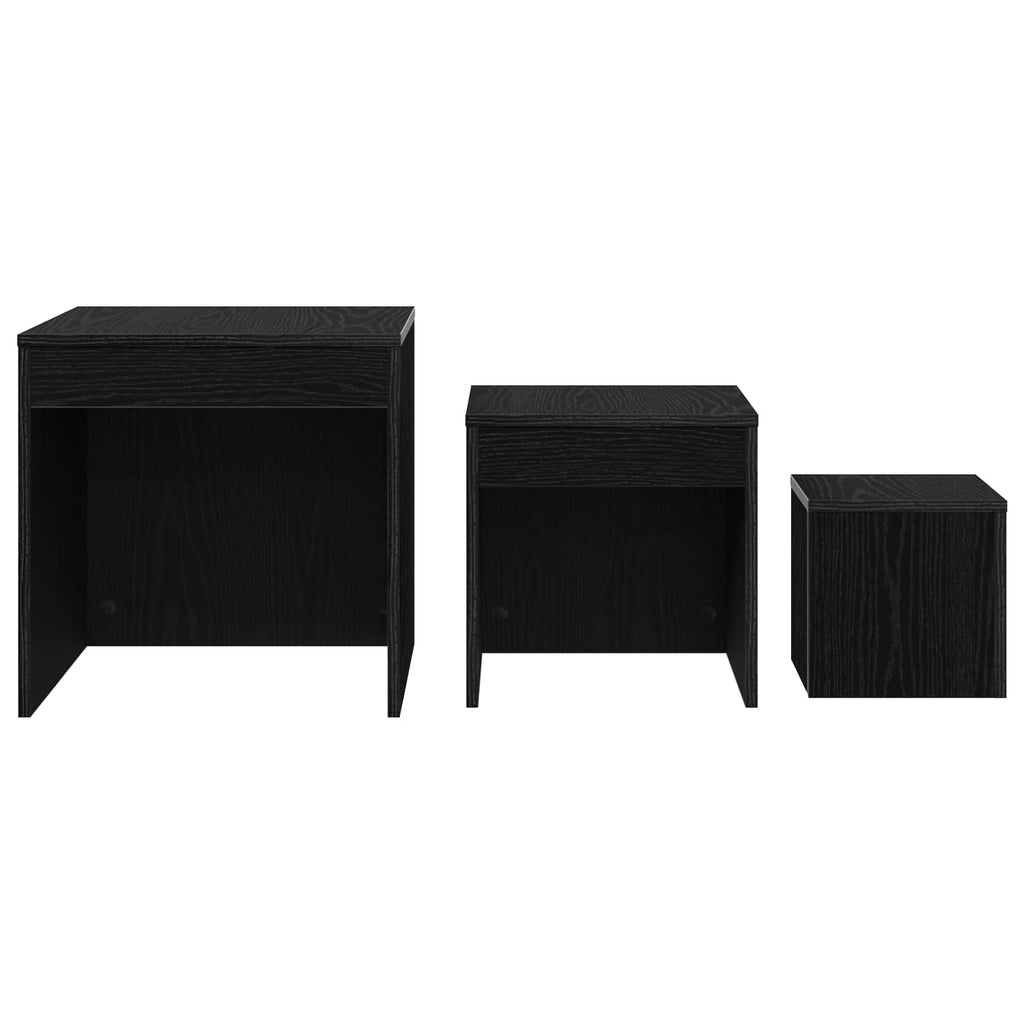 Couchtisch 3 pcs Schwarz Eichen-Optik Holzwerkstoff