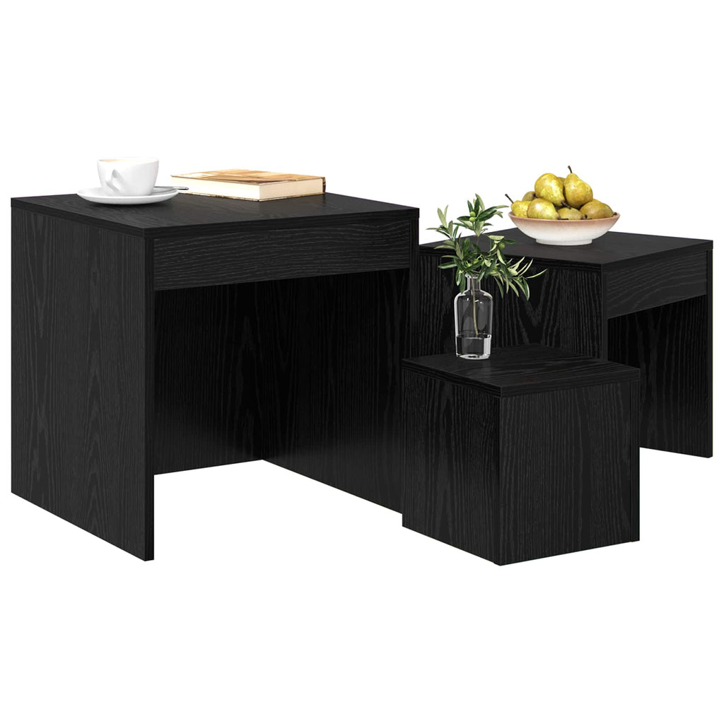 Couchtisch 3 pcs Schwarz Eichen-Optik Holzwerkstoff