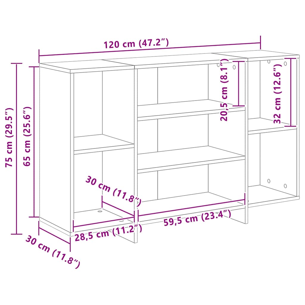 Sideboard Artisan-Eiche 120 x 30 x 75 cm Holzwerkstoff