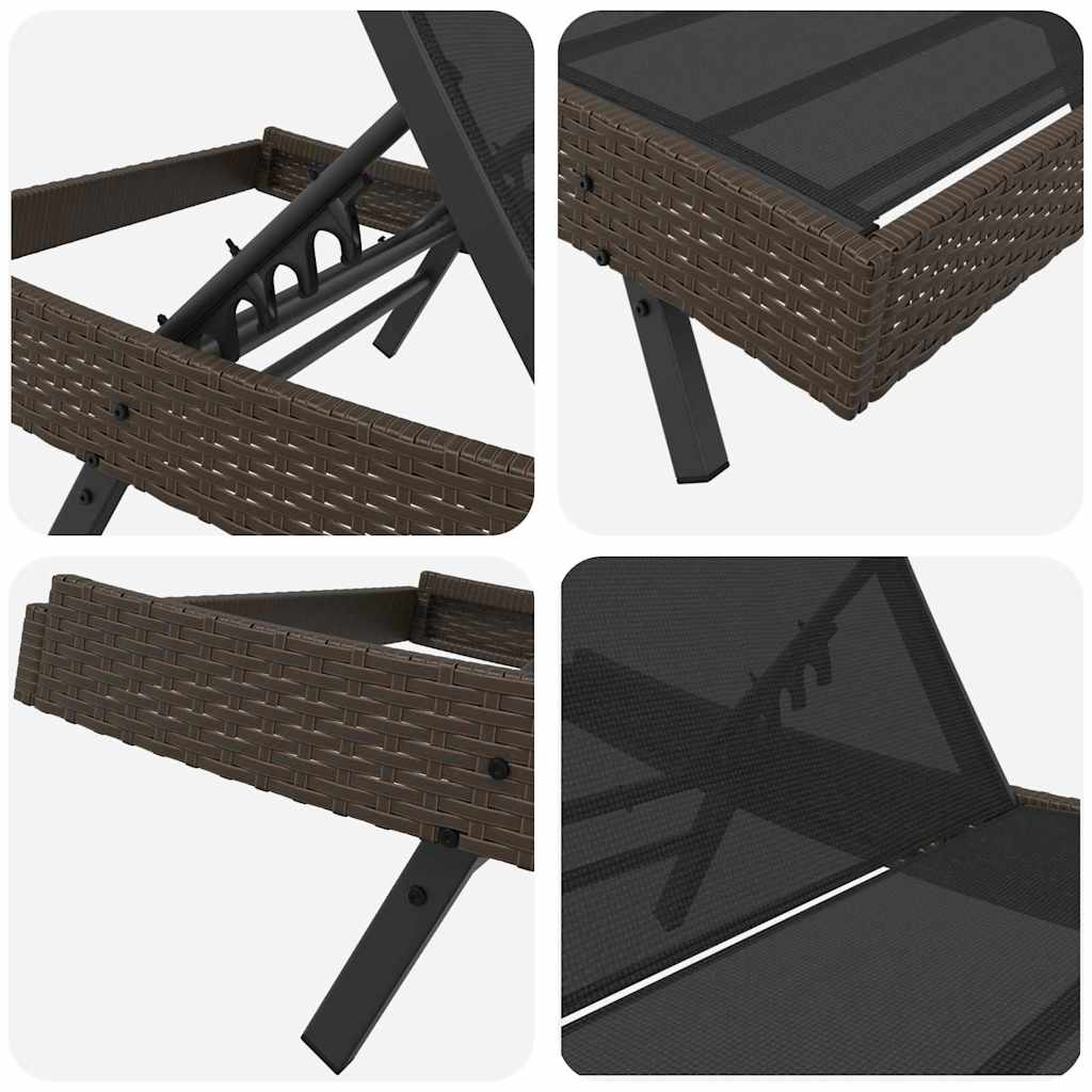 Sonnenliege 3 pcs Braun 197 x 70 x 82 cm Poly-Rattan