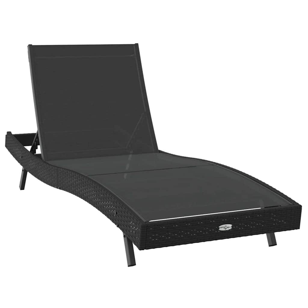 Sonnenliege 3 pcs Schwarz 197 x 70 x 82 cm Poly-Rattan