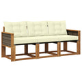 Outdoor-Sofagarnitur mit Kissen 3 pcs Natur und Creme