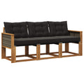 Outdoor-Sofagarnitur mit Kissen 3 pcs Natürlich und Schwarz