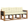Outdoor-Sofagarnitur mit Kissen 3 pcs Natur und Creme