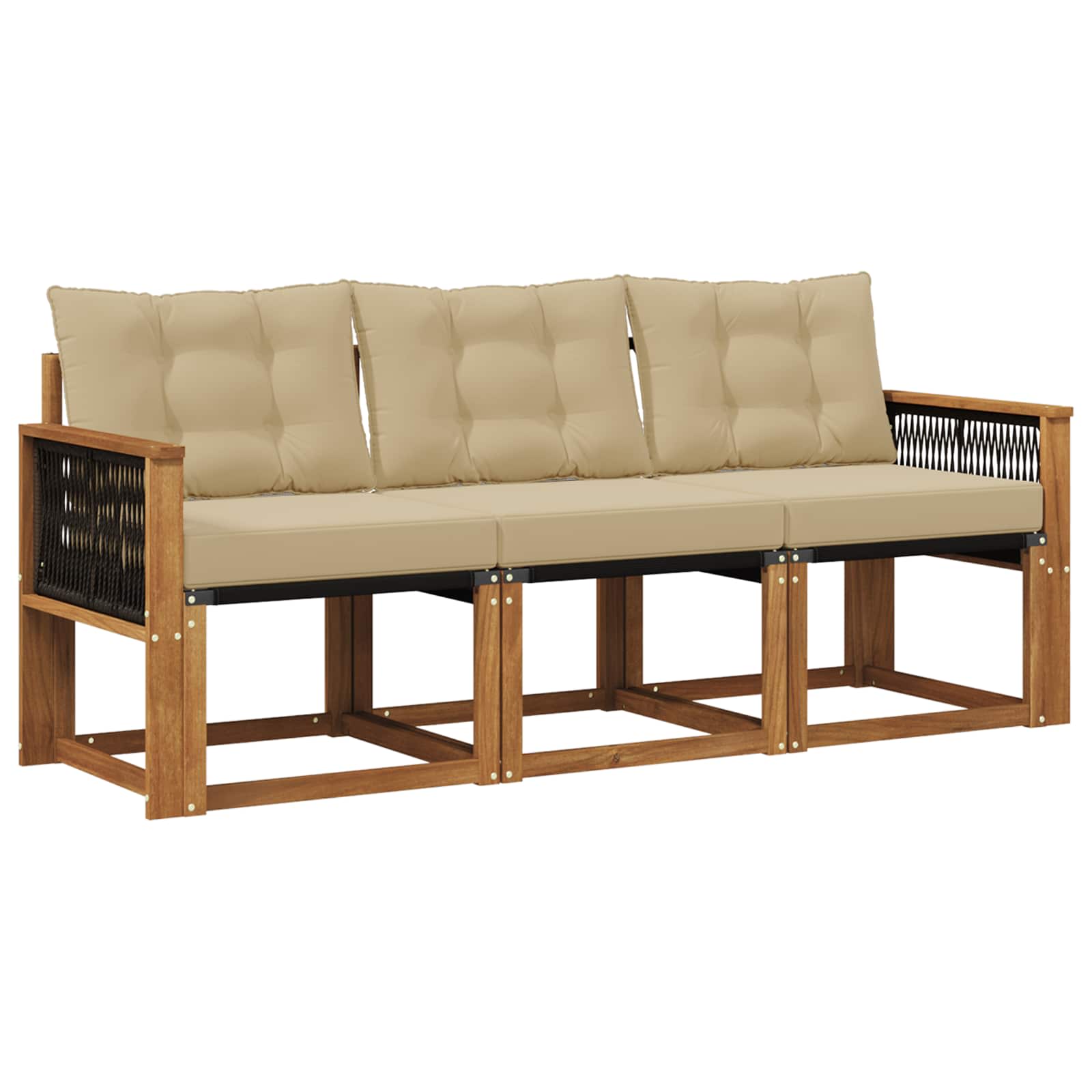 Outdoor-Sofagarnitur mit Kissen 3 pcs Natur und Beige