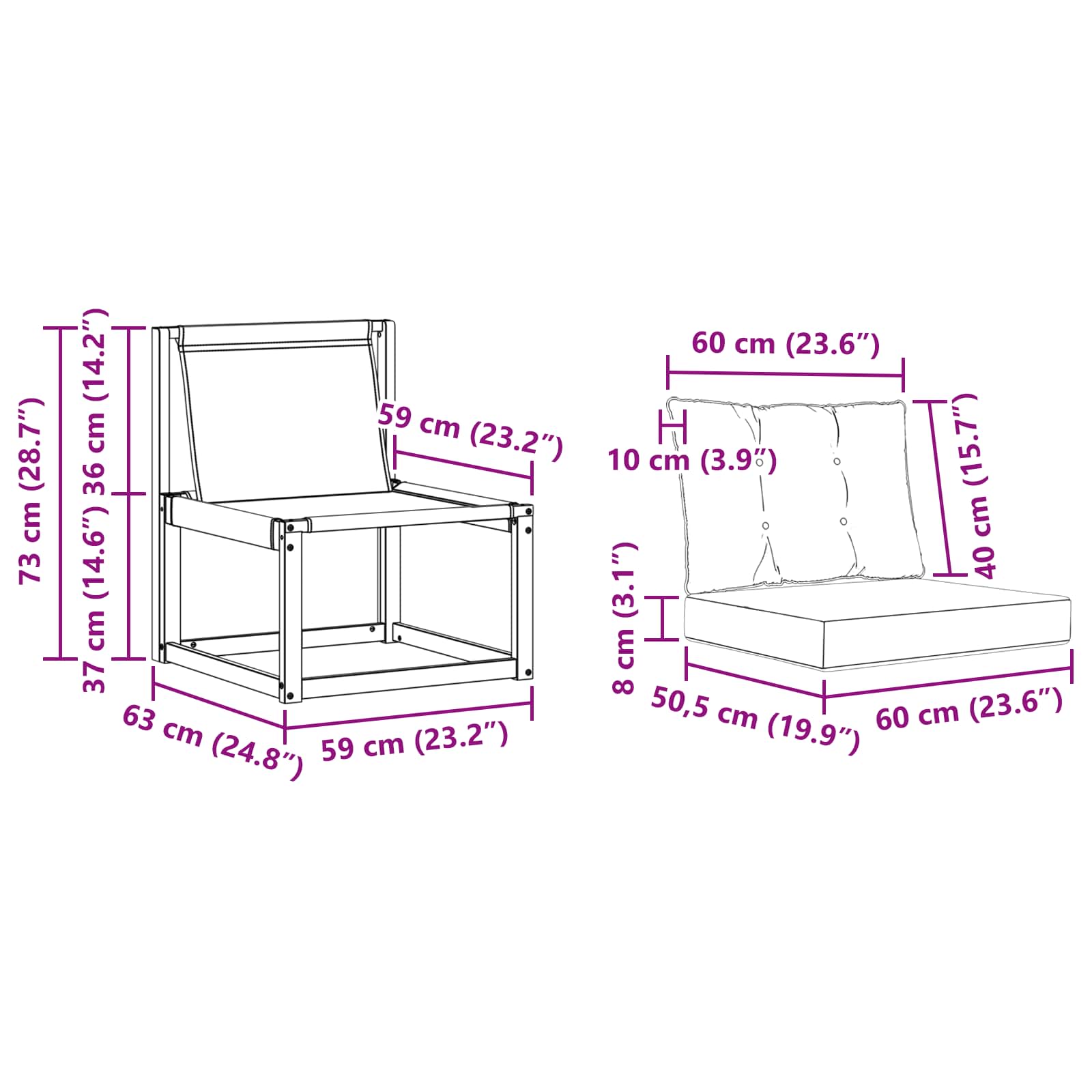 Outdoor-Sofagarnitur mit Kissen 3 pcs Natur und Beige