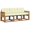Outdoor-Sofagarnitur mit Kissen 3 pcs Natur und Creme
