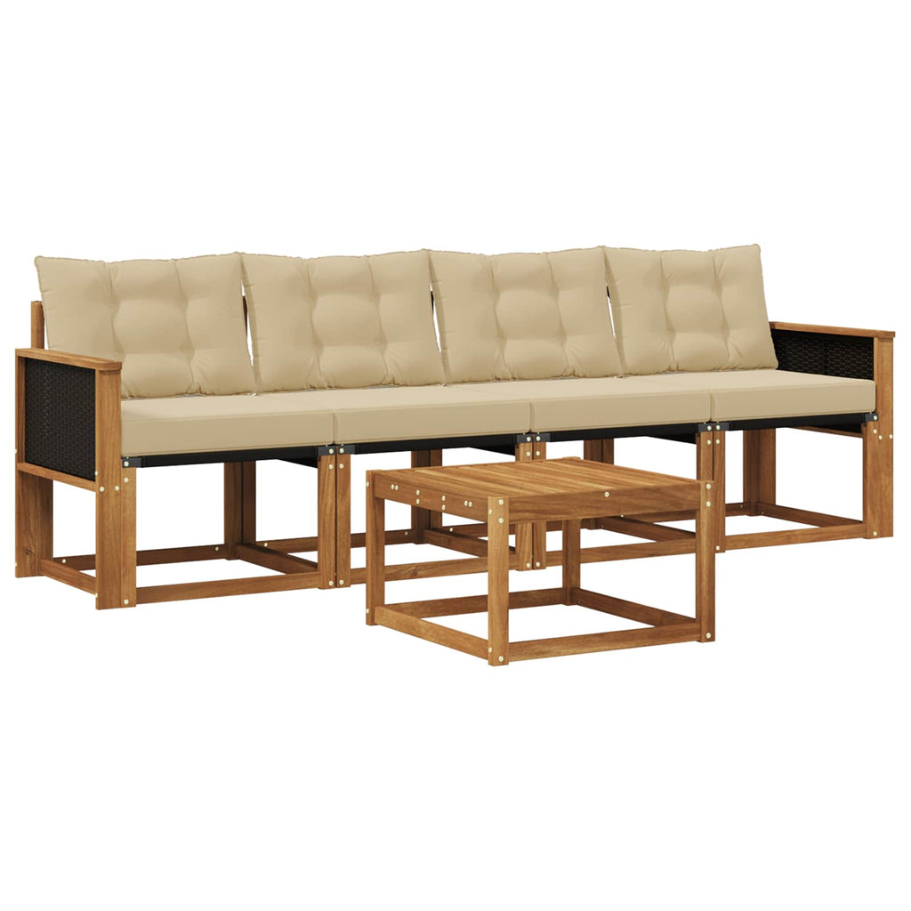 Outdoor-Sofagarnitur mit Kissen 5 pcs Natur und Beige