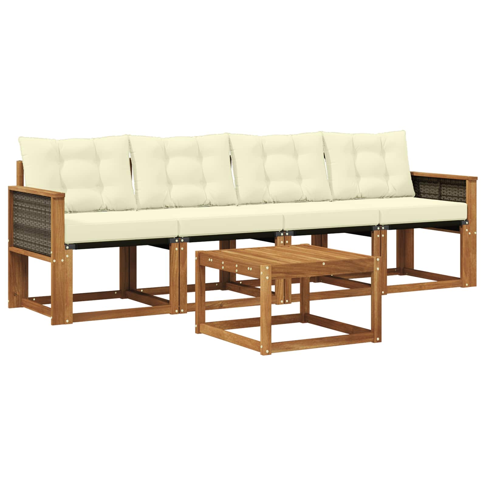 Outdoor-Sofagarnitur mit Kissen 5 pcs Natur und Creme