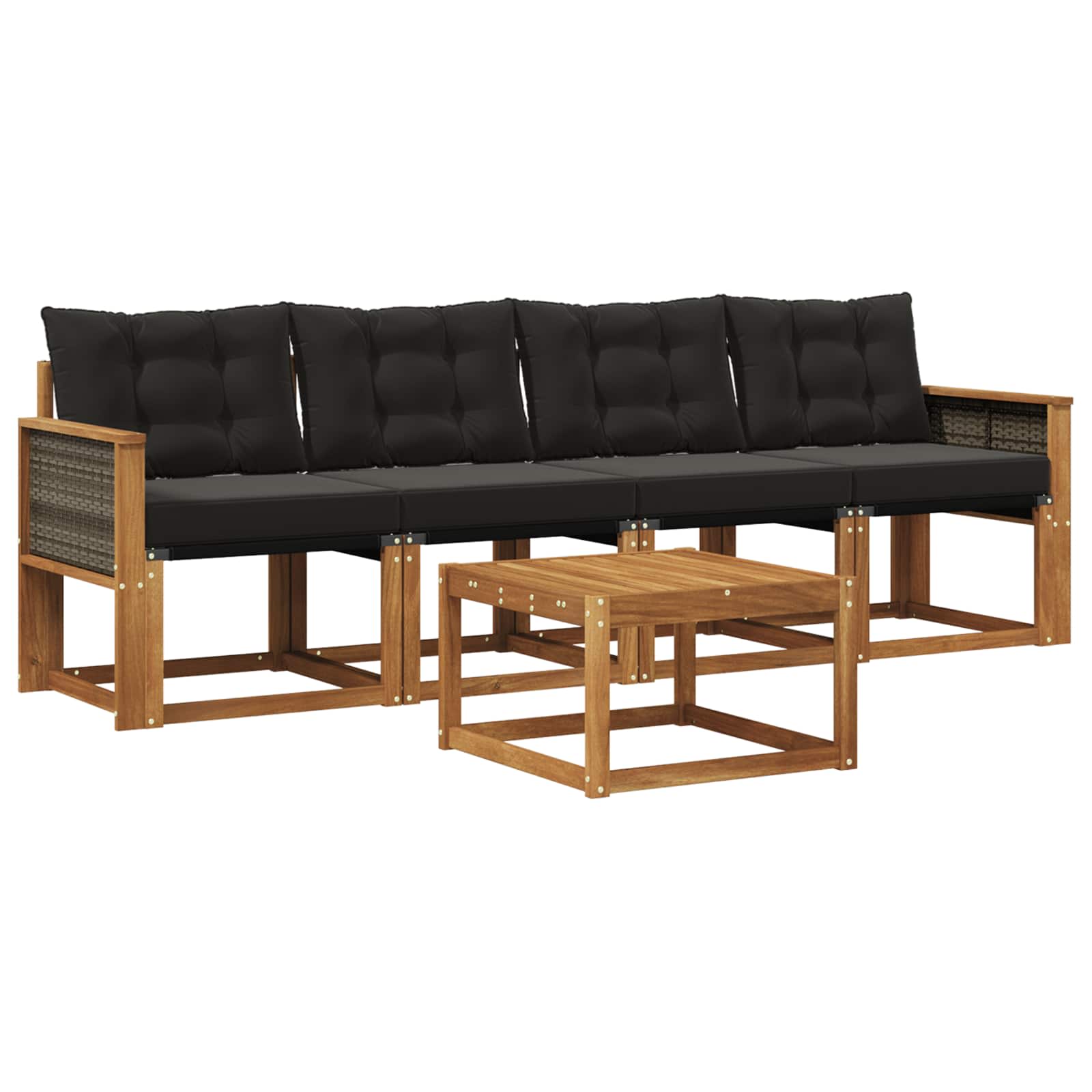 Outdoor-Sofagarnitur mit Kissen 5 pcs Natürlich und Schwarz