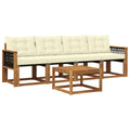 Outdoor-Sofagarnitur mit Kissen 5 pcs Natur und Creme