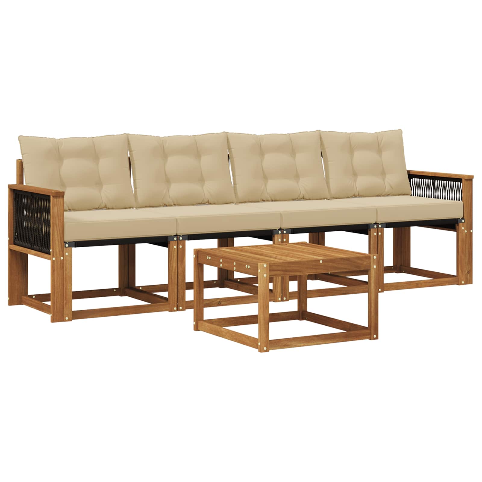 Outdoor-Sofagarnitur mit Kissen 5 pcs Natur und Beige