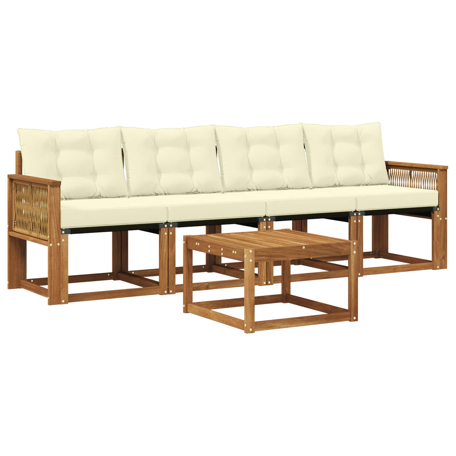 Outdoor-Sofagarnitur mit Kissen 5 pcs Natur und Creme