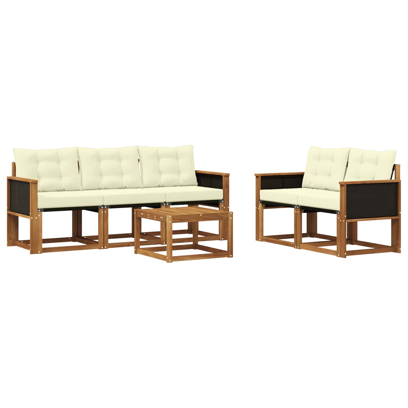 Outdoor-Sofagarnitur mit Kissen 6 pcs Natur und Creme