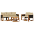 Outdoor-Sofagarnitur mit Kissen 6 pcs Natur und Beige