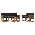 Outdoor-Sofagarnitur mit Kissen 6 pcs Natürlich und Schwarz