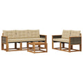 Outdoor-Sofagarnitur mit Kissen 6 pcs Natur und Beige