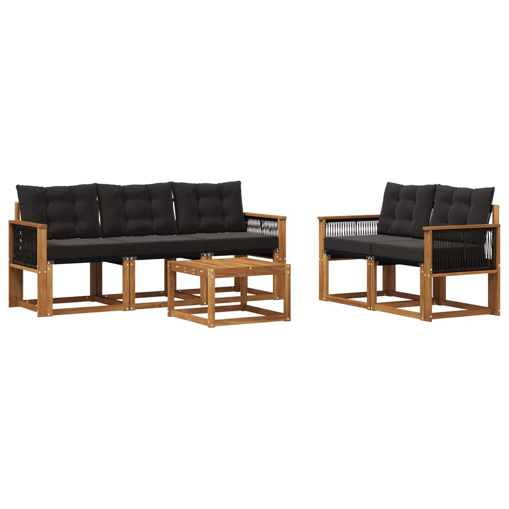 Outdoor-Sofagarnitur mit Kissen 6 pcs Natürlich und Schwarz