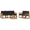 Outdoor-Sofagarnitur mit Kissen 6 pcs Natürlich und Schwarz