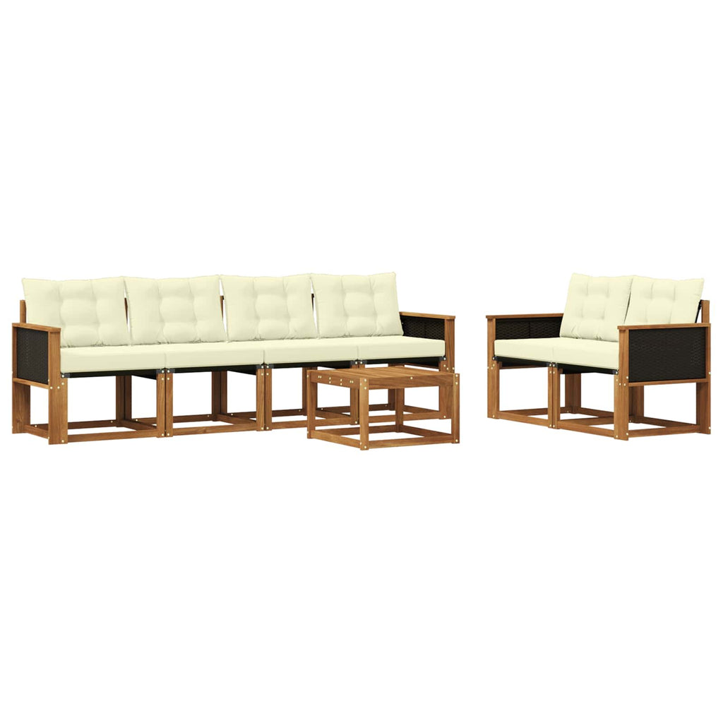 Outdoor-Sofagarnitur mit Kissen 7 pcs Natur und Creme