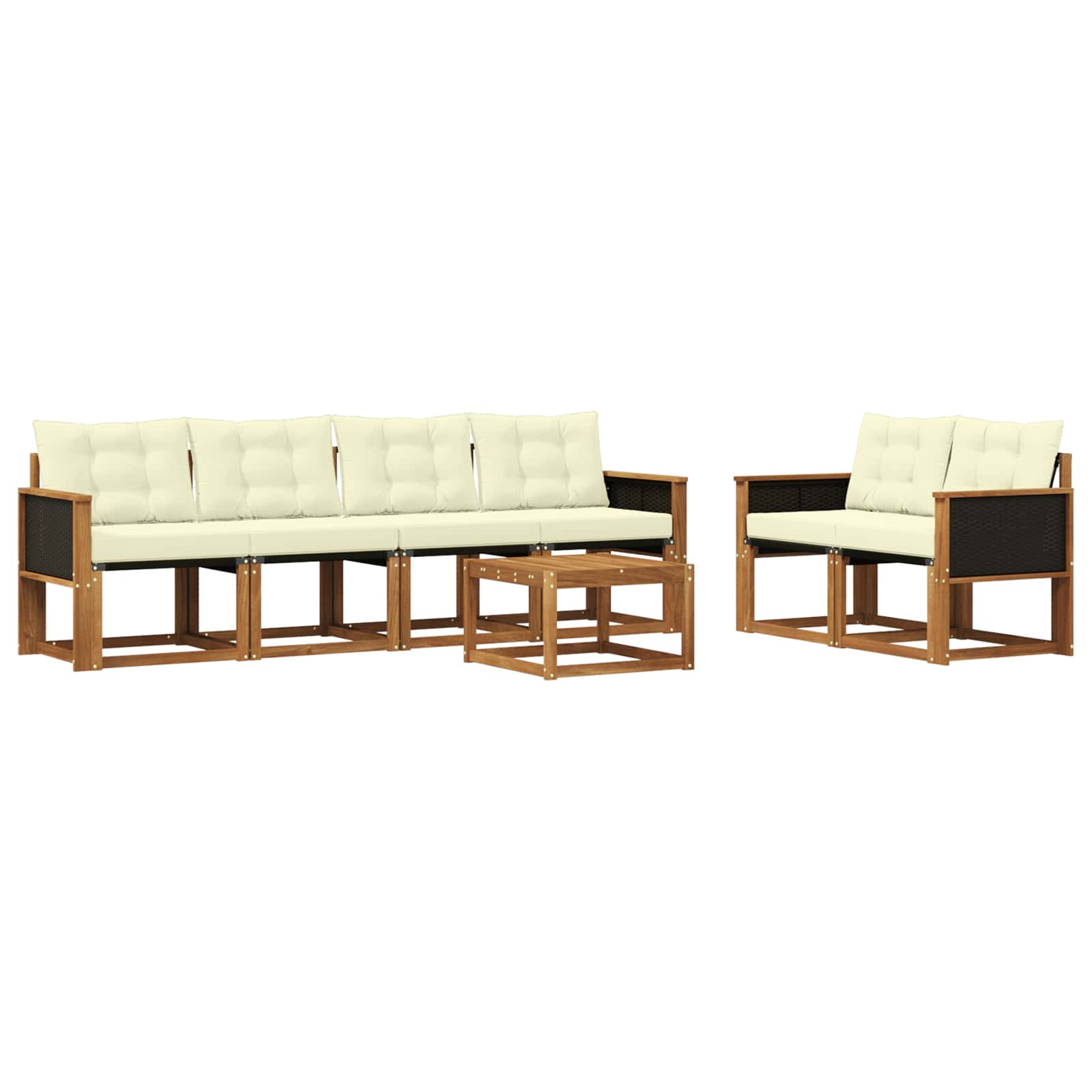 Outdoor-Sofagarnitur mit Kissen 7 pcs Natur und Creme
