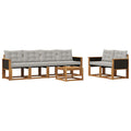 Outdoor-Sofagarnitur mit Kissen 7 pcs Natürlich und Hellgrau