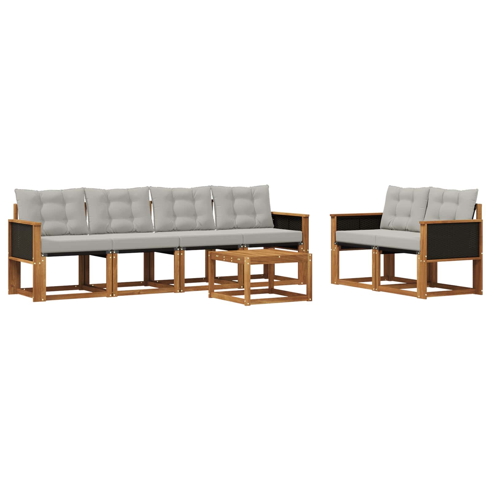 Outdoor-Sofagarnitur mit Kissen 7 pcs Natürlich und Hellgrau