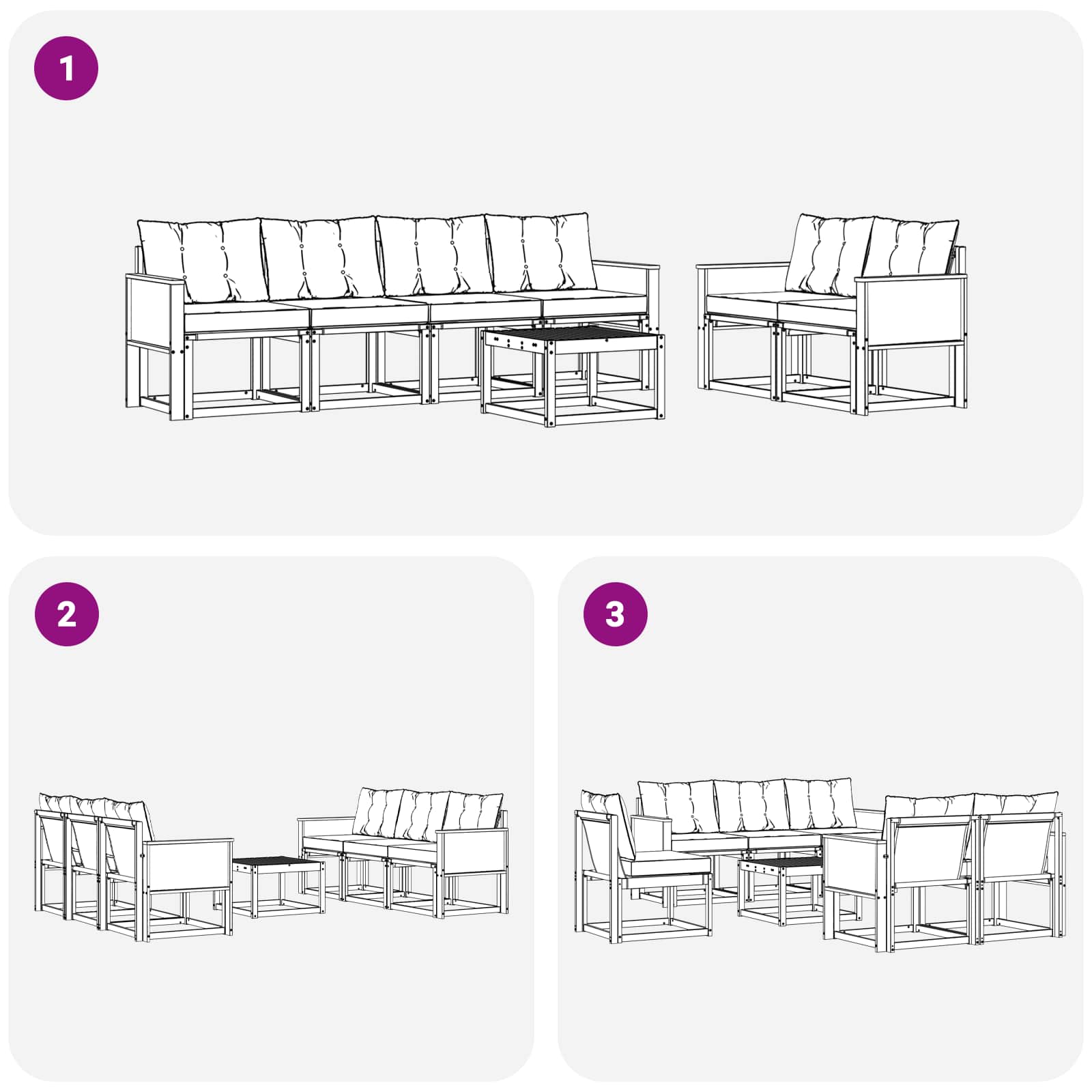 Outdoor-Sofagarnitur mit Kissen 7 pcs Natur und Beige