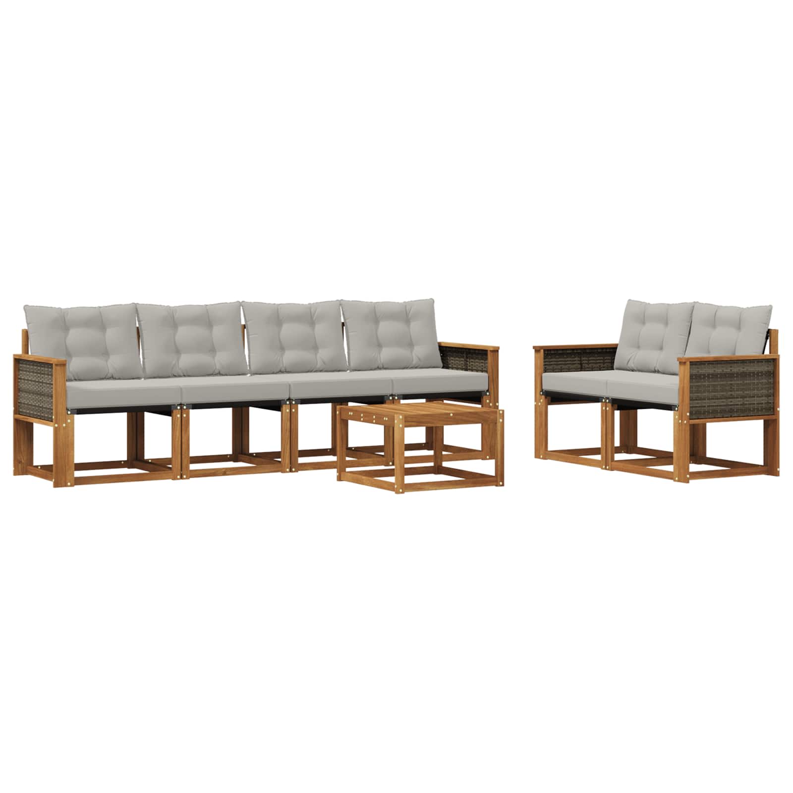 Outdoor-Sofagarnitur mit Kissen 7 pcs Natürlich und Hellgrau