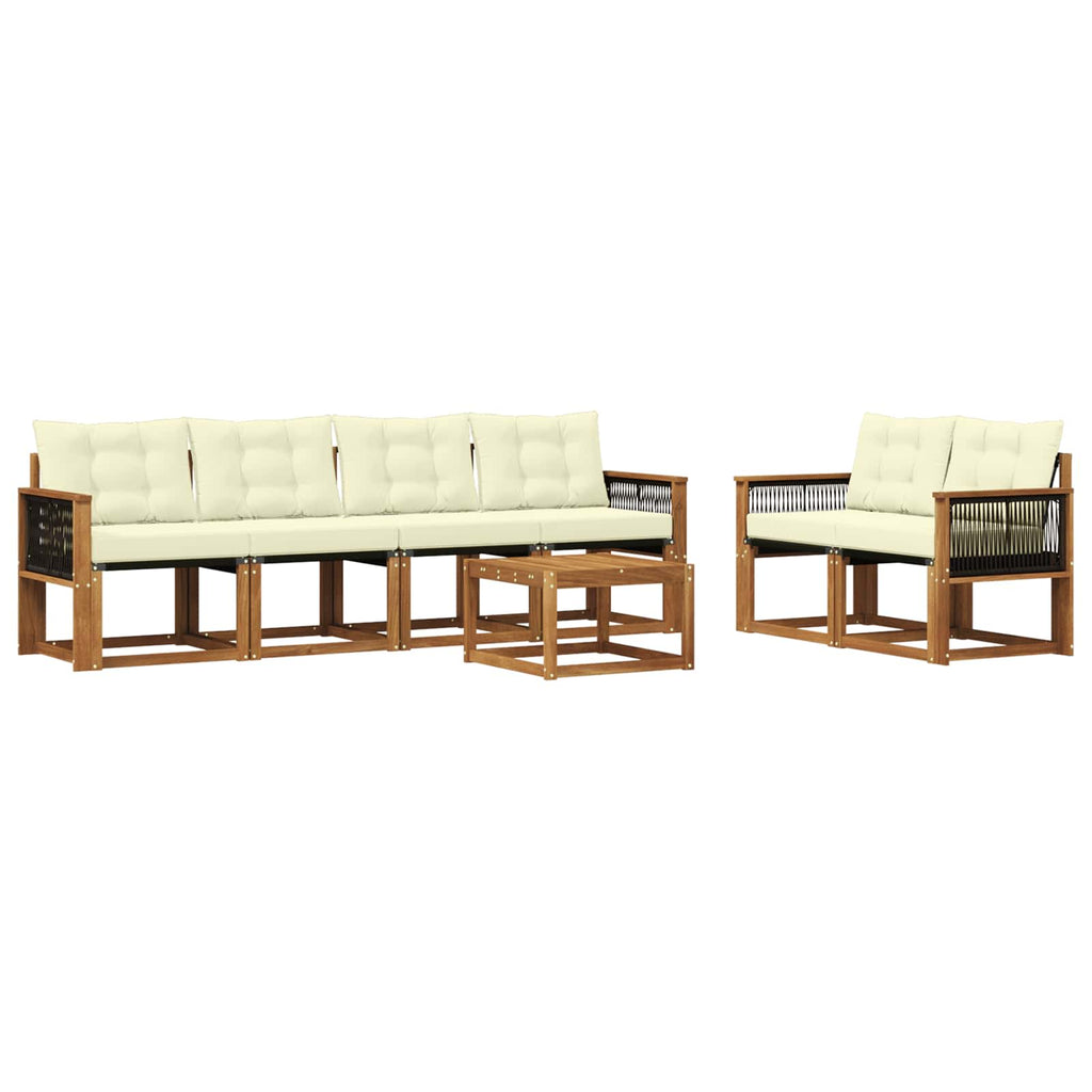 Outdoor-Sofagarnitur mit Kissen 7 pcs Natur und Creme