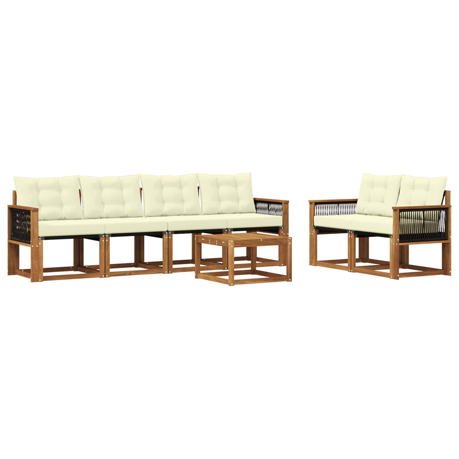 Outdoor-Sofagarnitur mit Kissen 7 pcs Natur und Creme