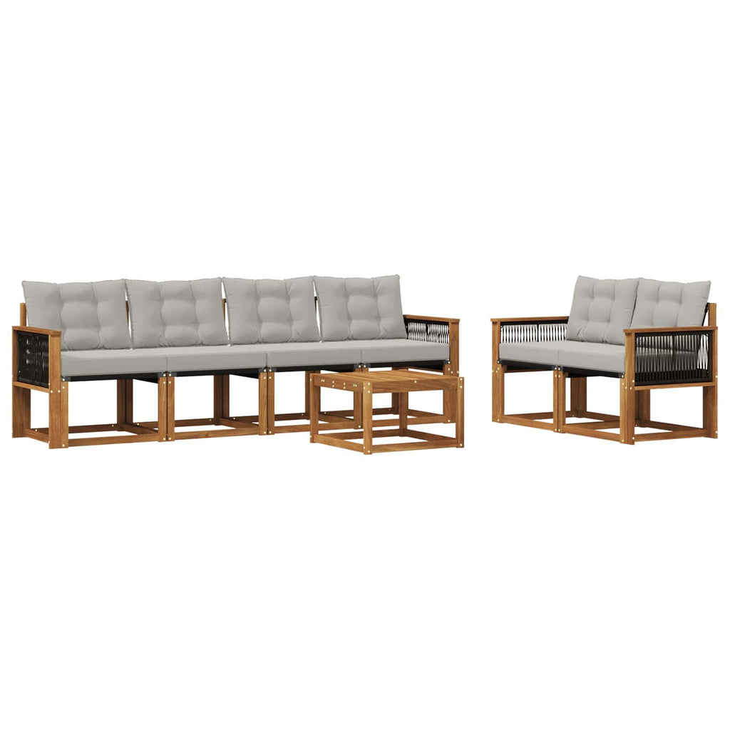 Outdoor-Sofagarnitur mit Kissen 7 pcs Natürlich und Hellgrau
