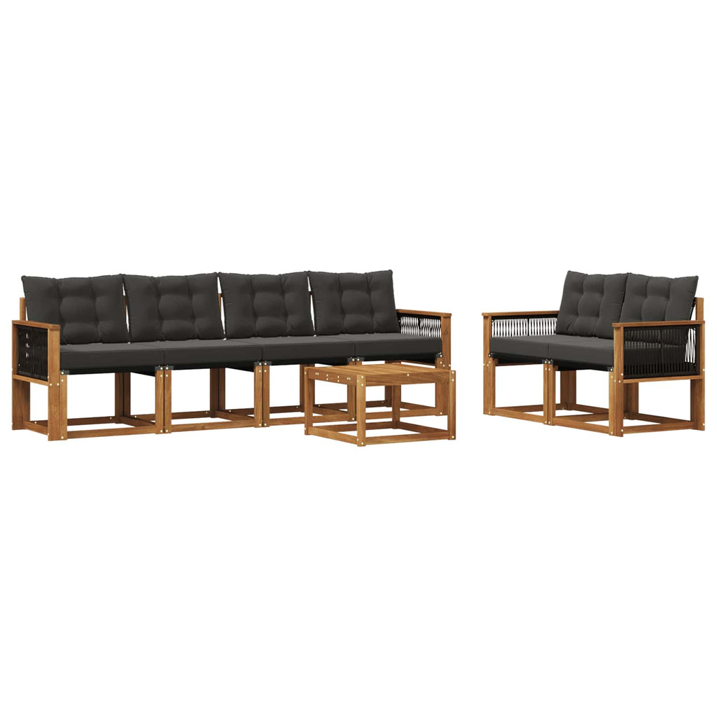 Outdoor-Sofagarnitur mit Kissen 7 pcs Natürlich und Schwarz