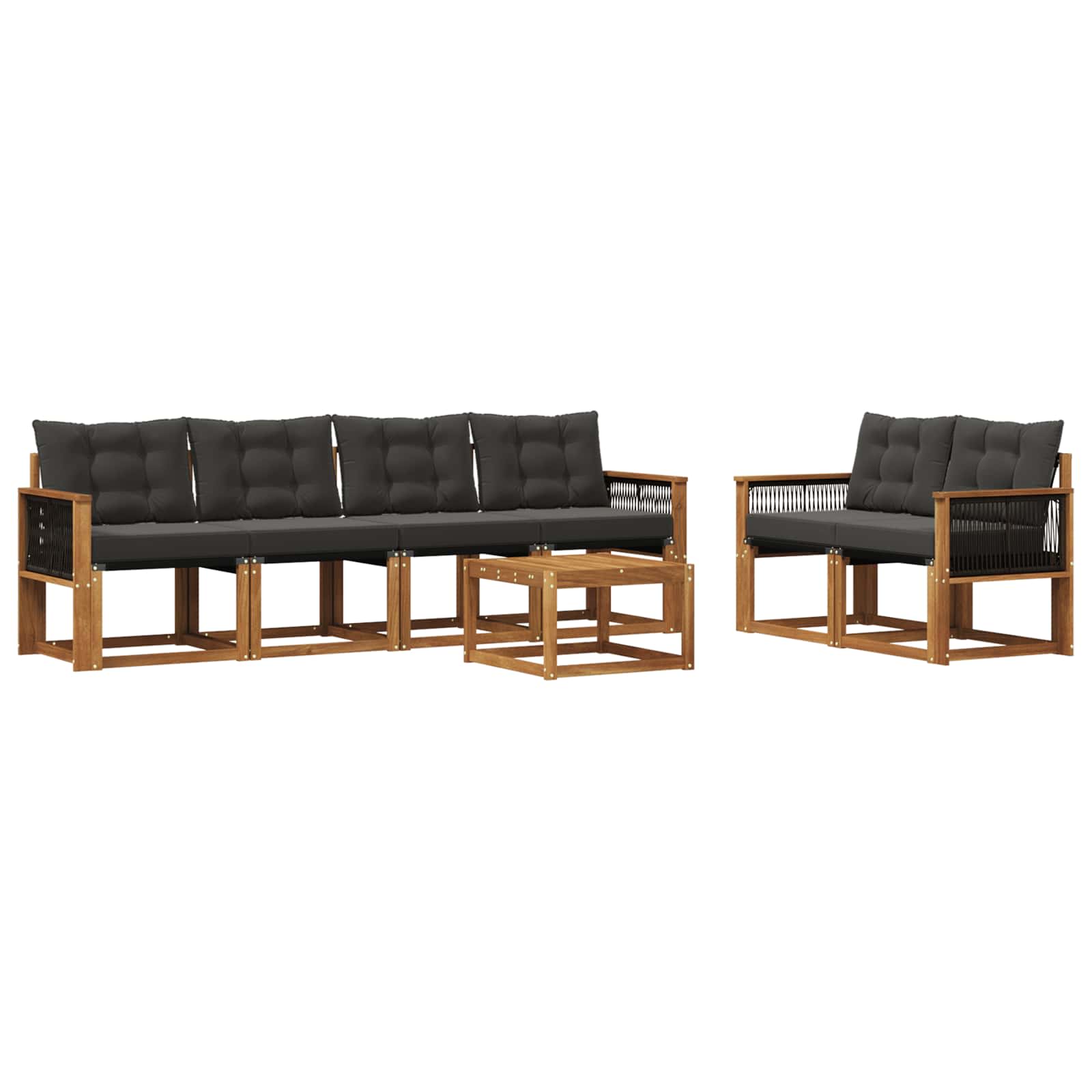 Outdoor-Sofagarnitur mit Kissen 7 pcs Natürlich und Schwarz