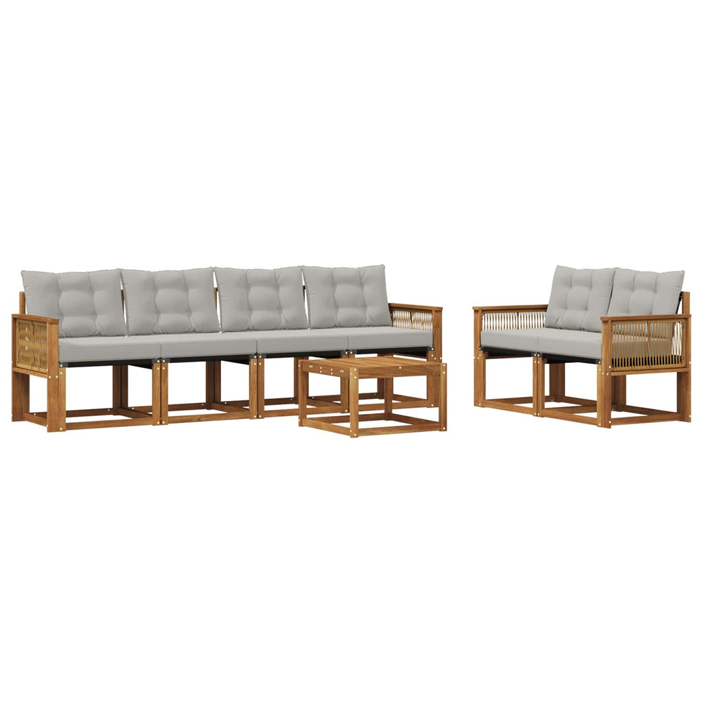 Outdoor-Sofagarnitur mit Kissen 7 pcs Natürlich und Hellgrau