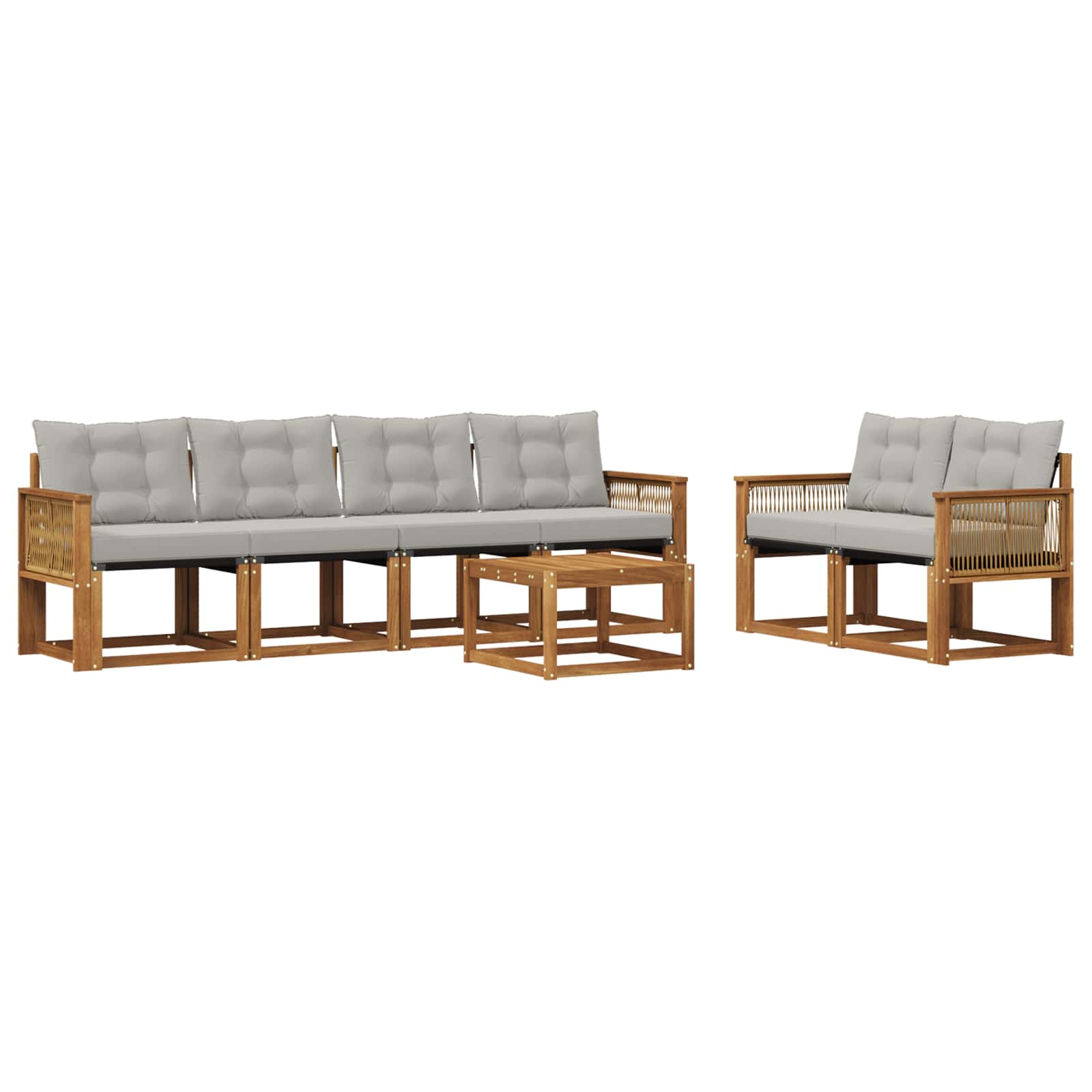 Outdoor-Sofagarnitur mit Kissen 7 pcs Natürlich und Hellgrau