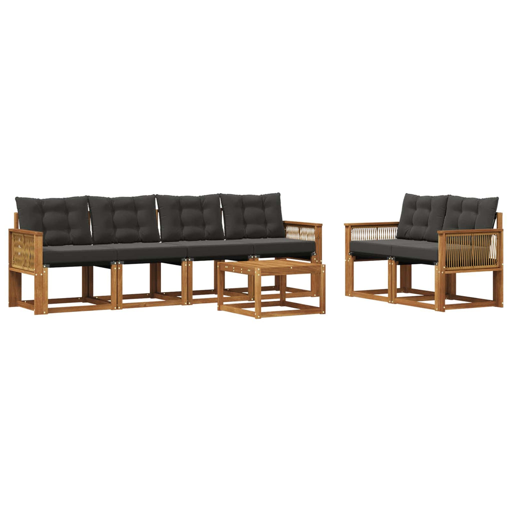 Outdoor-Sofagarnitur mit Kissen 7 pcs Natürlich und Schwarz
