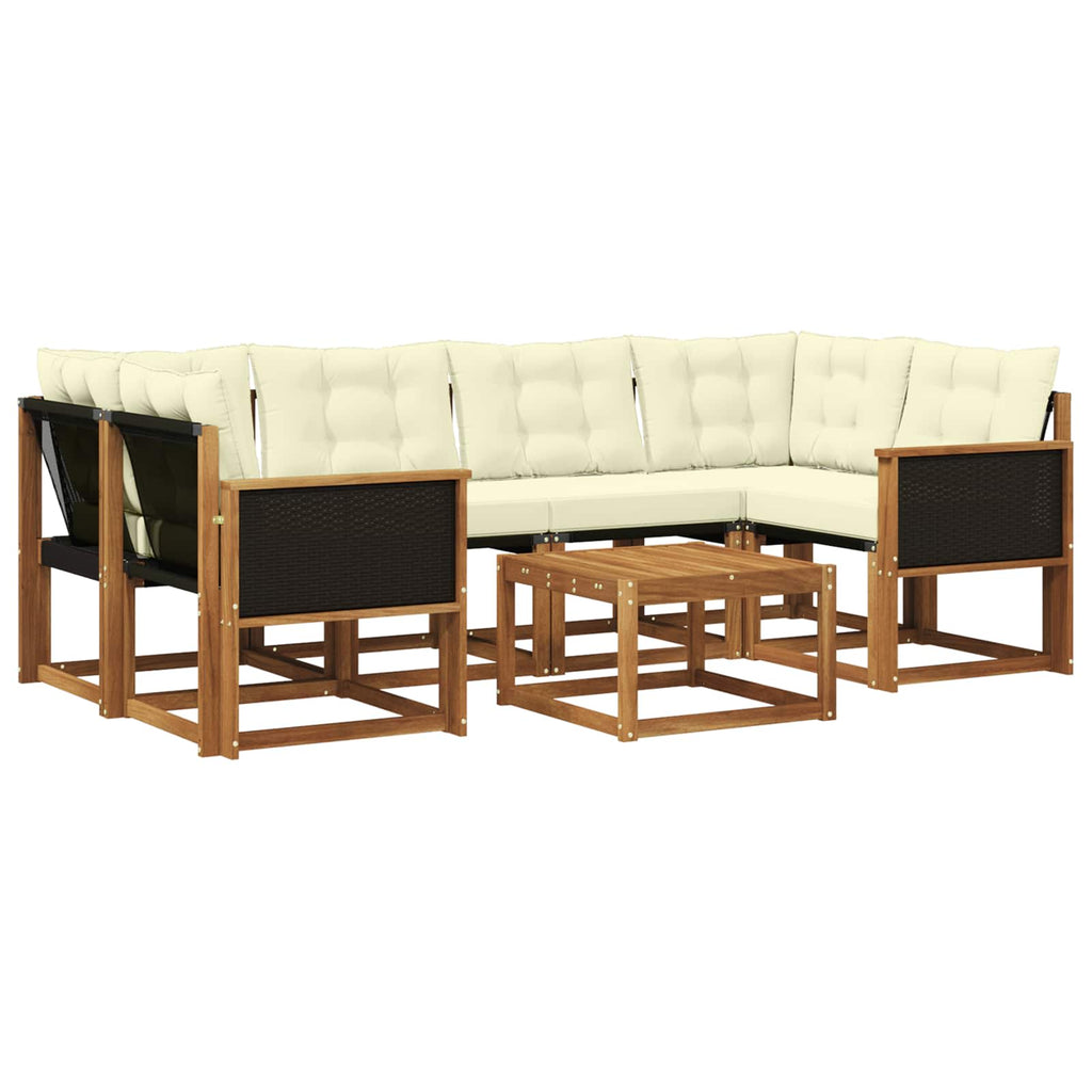 Outdoor-Sofagarnitur mit Kissen 7 pcs Natur und Creme