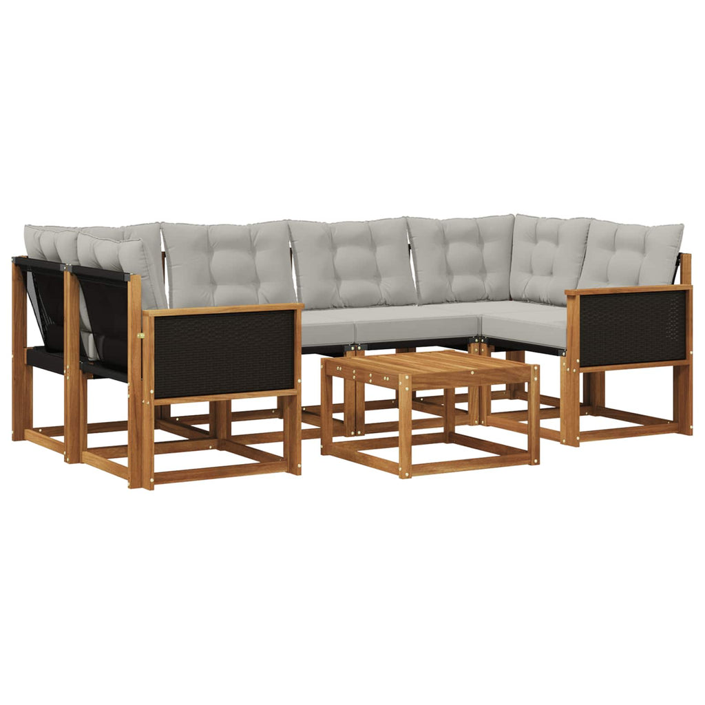Outdoor-Sofagarnitur mit Kissen 7 pcs Natürlich und Hellgrau