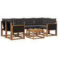 Outdoor-Sofagarnitur mit Kissen 7 pcs Natürlich und Schwarz