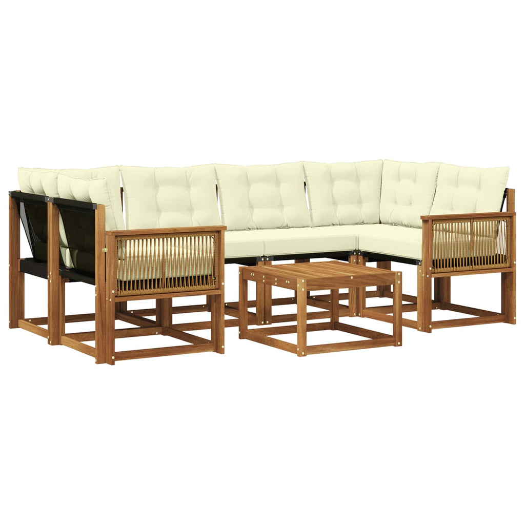 Outdoor-Sofagarnitur mit Kissen 7 pcs Natur und Creme