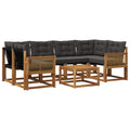 Outdoor-Sofagarnitur mit Kissen 7 pcs Natürlich und Schwarz