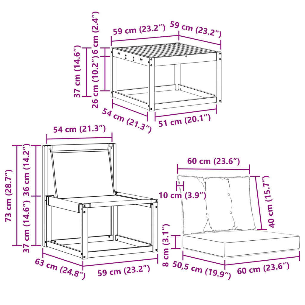 Outdoor-Sofagarnitur mit Kissen 8 pcs Natur und Creme