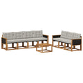 Outdoor-Sofagarnitur mit Kissen 8 pcs Natürlich und Hellgrau