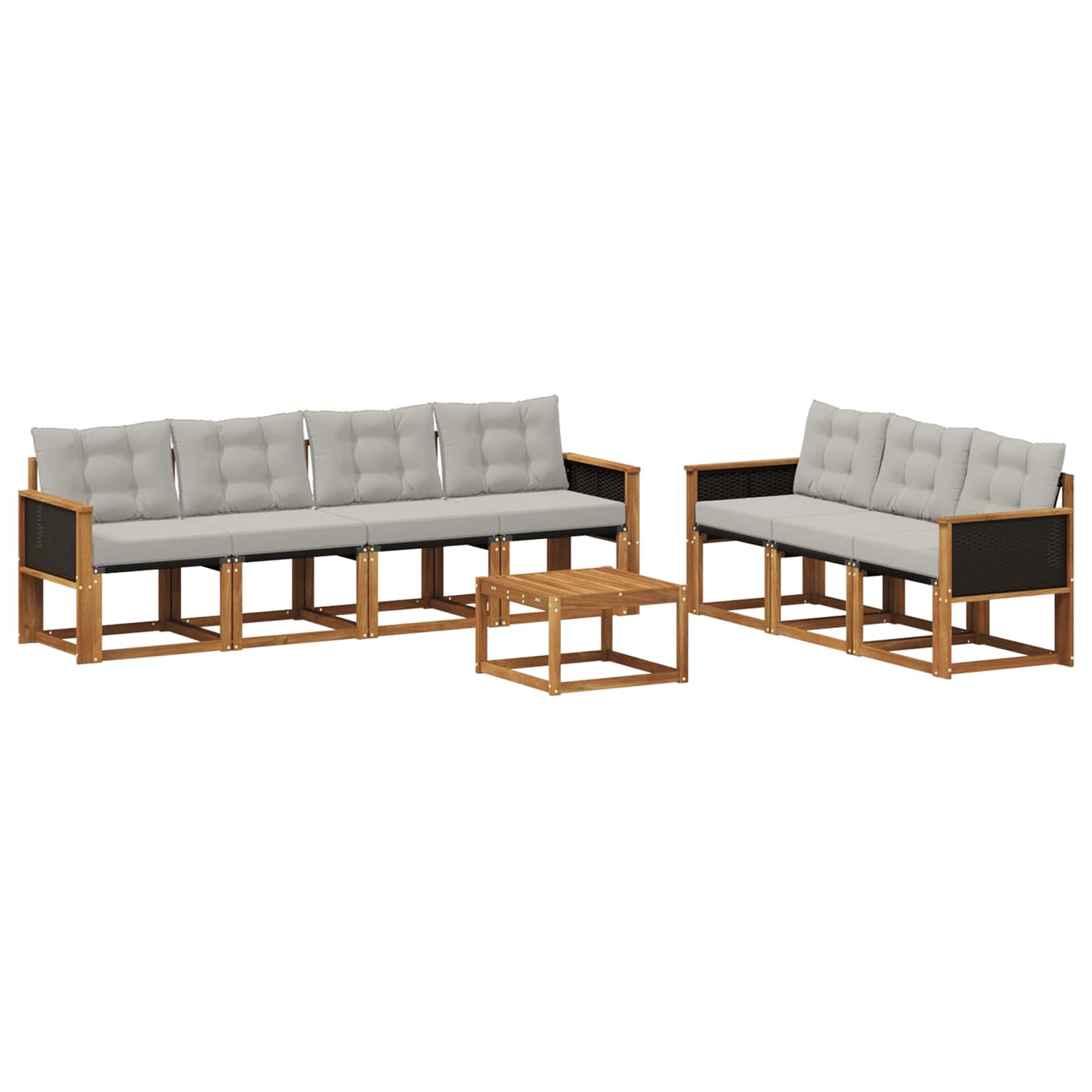 Outdoor-Sofagarnitur mit Kissen 8 pcs Natürlich und Hellgrau