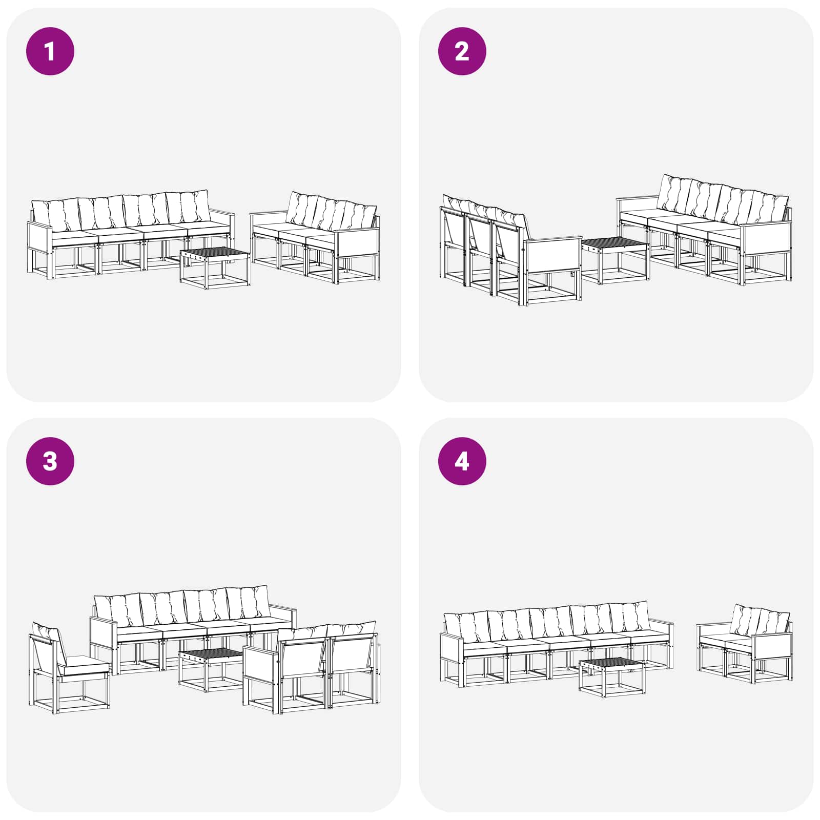 Outdoor-Sofagarnitur mit Kissen 8 pcs Natürlich und Schwarz